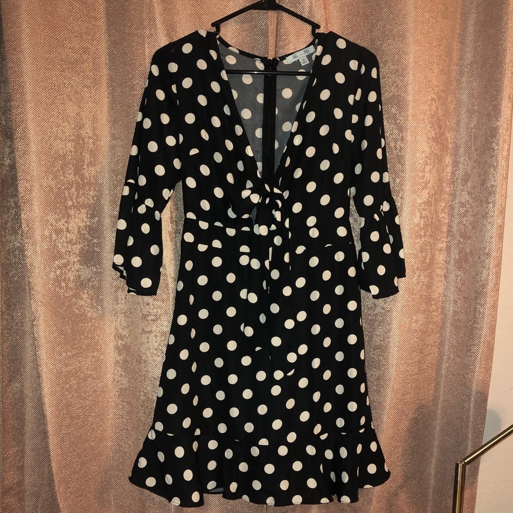 Black and white polka dot dress